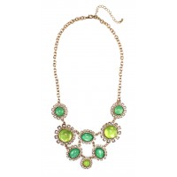 Green Moonstone Sun Bloom Bib Necklace 